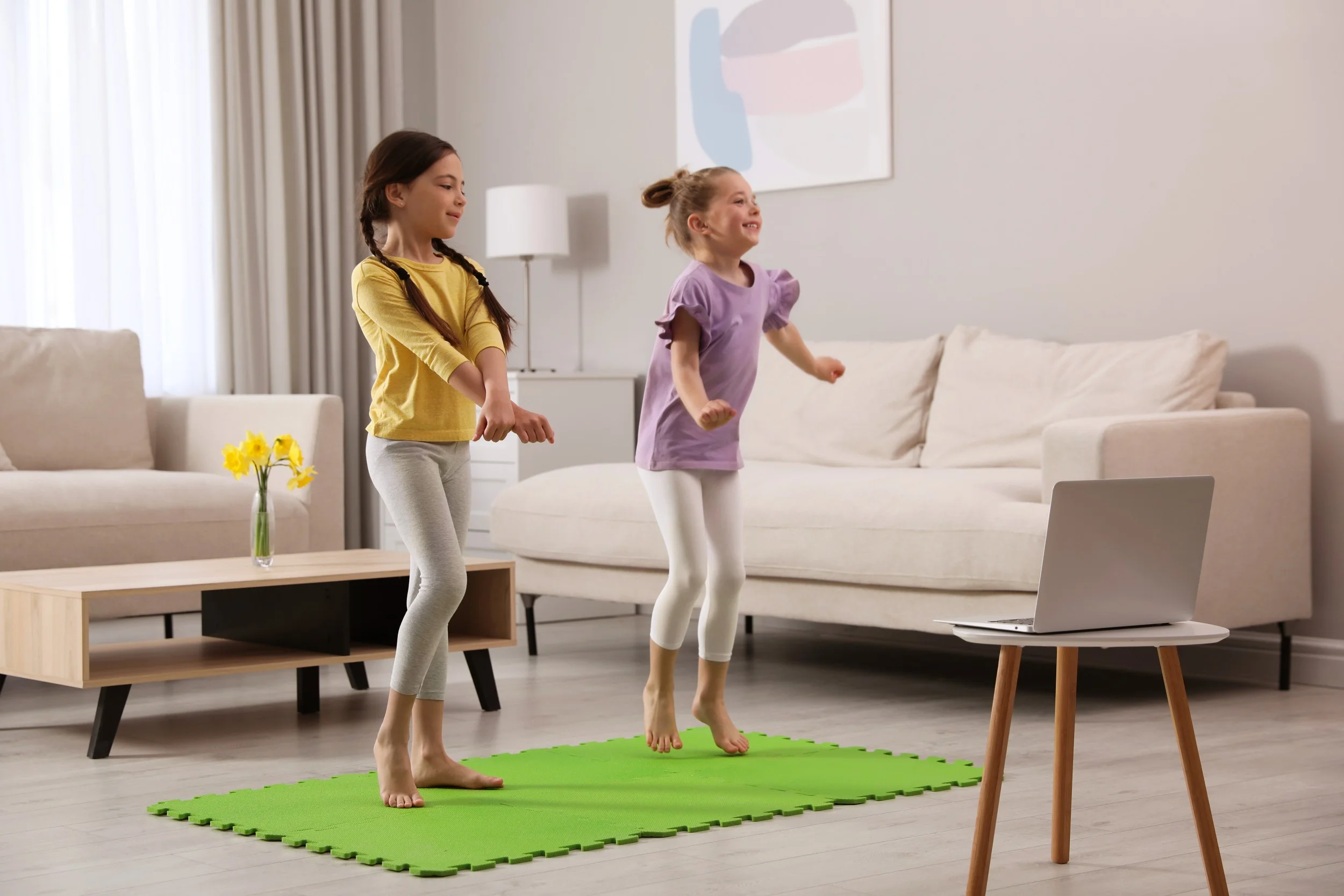 Two friends taking Online dance classes